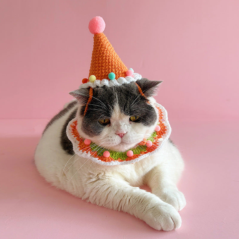 Birthday Crochet Pet Set – Cute Hat & Collar Outfit