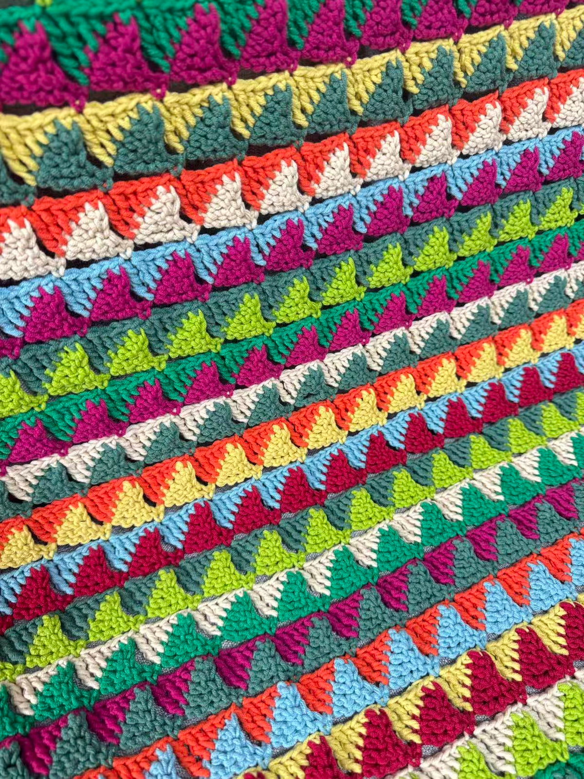 Oil Painting Triangle Stripe Crochet Blanket – Finished Throw or Yarn + PDF Kit