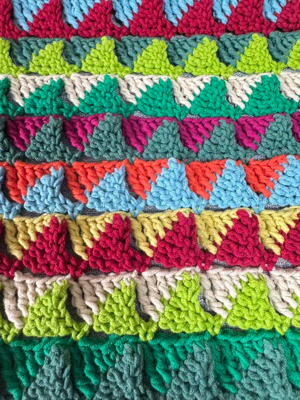 Oil Painting Triangle Stripe Crochet Blanket – Finished Throw or Yarn + PDF Kit