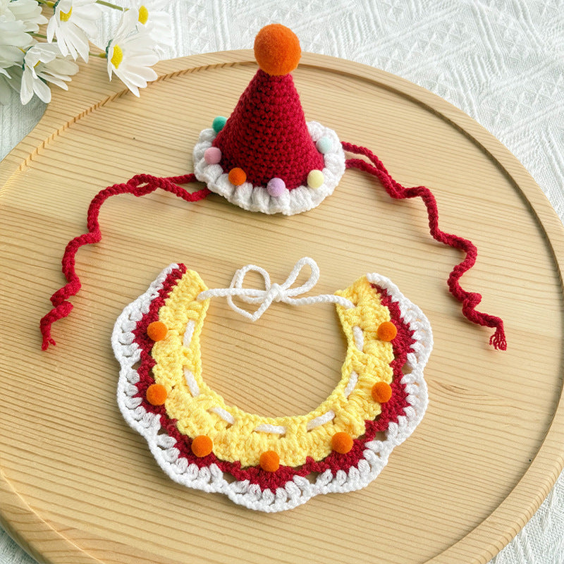 Birthday Crochet Pet Set – Cute Hat & Collar Outfit