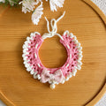 Elegant Crochet Pet Collar – Bow & Pearl Design