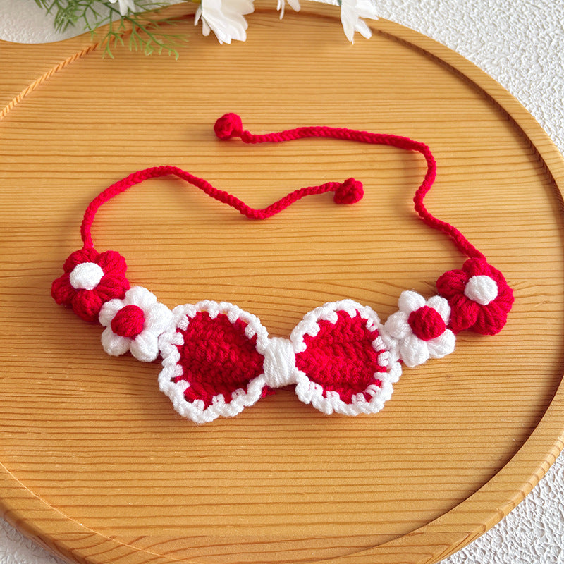 Bow Crochet Pet Collar – Colorful Handmade Collection