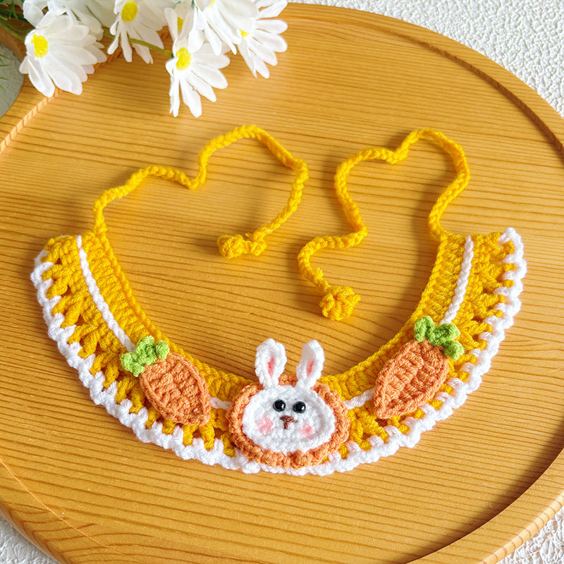 Cute Handmade Crochet Pet Collar – Frog & Bunny Style
