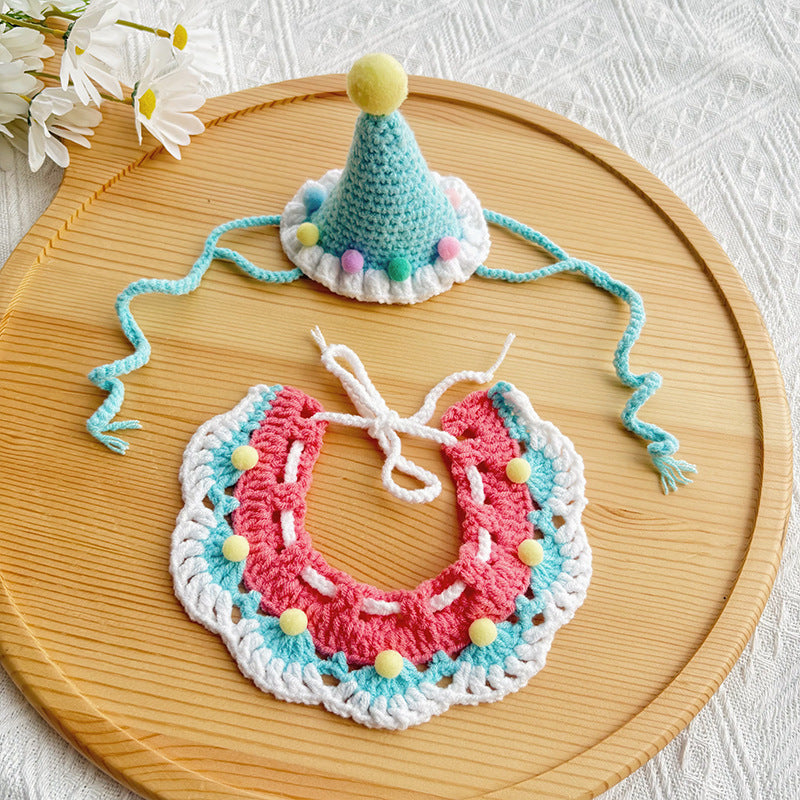 Birthday Crochet Pet Set – Cute Hat & Collar Outfit